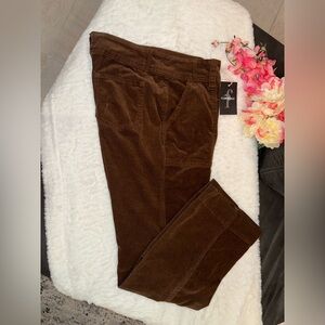 NWT Flaningals Women's Brown Corduroy Straight-Leg Pants Size L